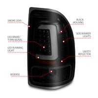 ANZO 1997-2004 Dodge Dakota LED Taillights Black Housing Smoke Lens Pair - Burkken Auto Parts