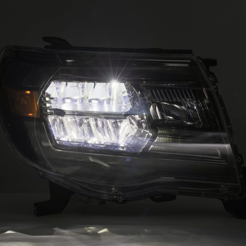 AlphaRex 05-11 Toyota Tacoma LUXX Crystal Headlights Plank Style Design Black w/Activation Light/DRL - Burkken Auto Parts