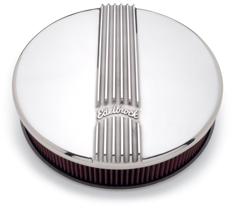 Edelbrock Air Cleaner Classic Series Round Aluminum Top Cloth Element 14In Dia X 3 9In Polished - Burkken Auto Parts
