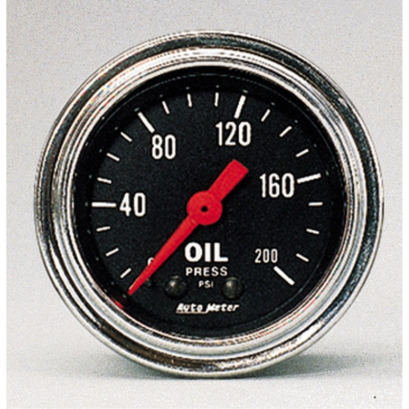 Autometer Traditional Chrome 2-1/16in 200 PSI Mechanical Oil Pressure Gauge - Burkken Auto Parts