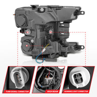 ANZO 18-20 Ford F-150 Full Led Projector Smoke Bar Style Headlights Black Amber - Burkken Auto Parts