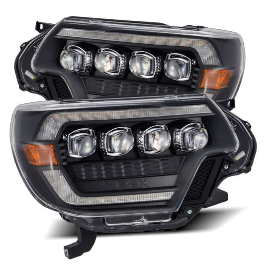 AlphaRex 12-15 Toyota Tacoma NOVA LED Proj Headlights Plank Style Black w/Activ Light/Seq Signal/DRL - Burkken Auto Parts