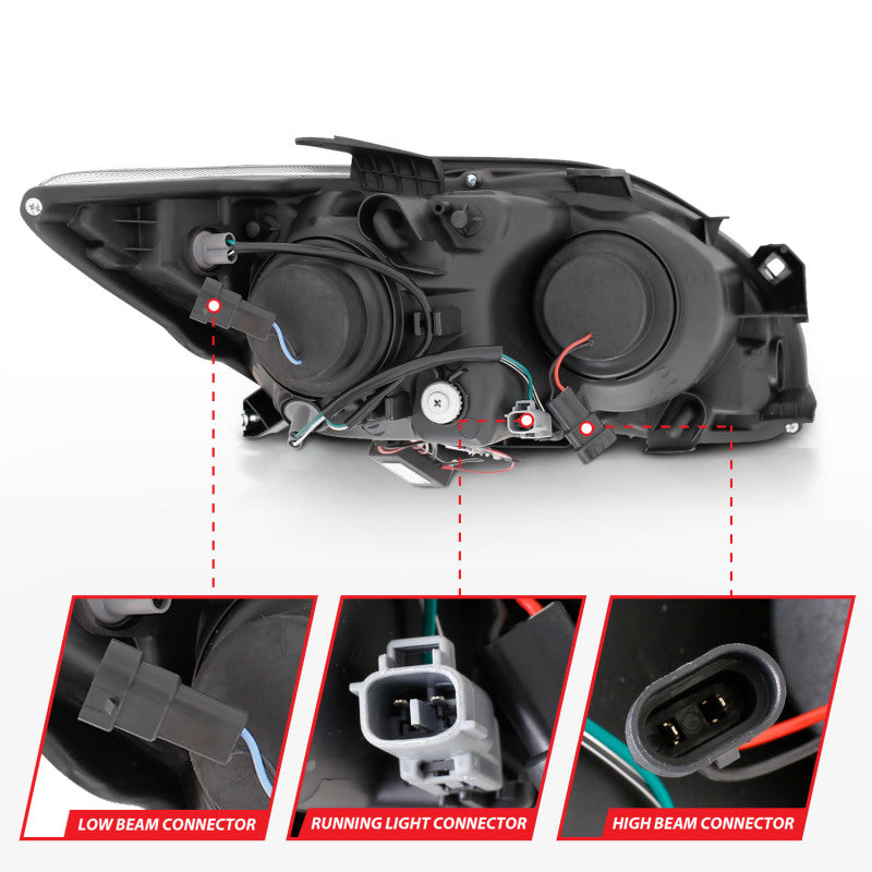 ANZO 2005-2010 Scion Tc Projector Headlights w/ Halo Black (CCFL) - Burkken Auto Parts