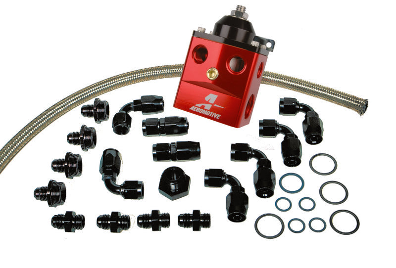 Aeromotive A4 Dual Carburetor Regulator (P/N 13203) Kit (Incl. Reg/Hose/Hose Ends/Fittings) - Burkken Auto Parts