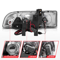 ANZO 1998-2005 Chevrolet S-10 Projector Headlights w/ Halo Black - Burkken Auto Parts