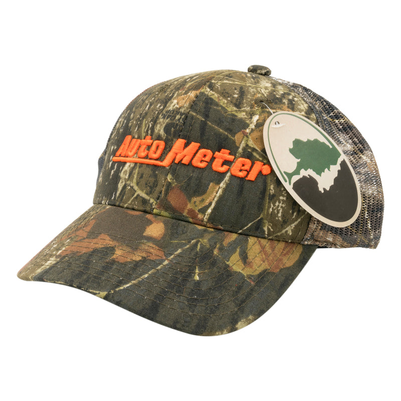 Autometer Hat Mesh Black w/ Velcro Hunting Camo Blaze Orange - Burkken Auto Parts