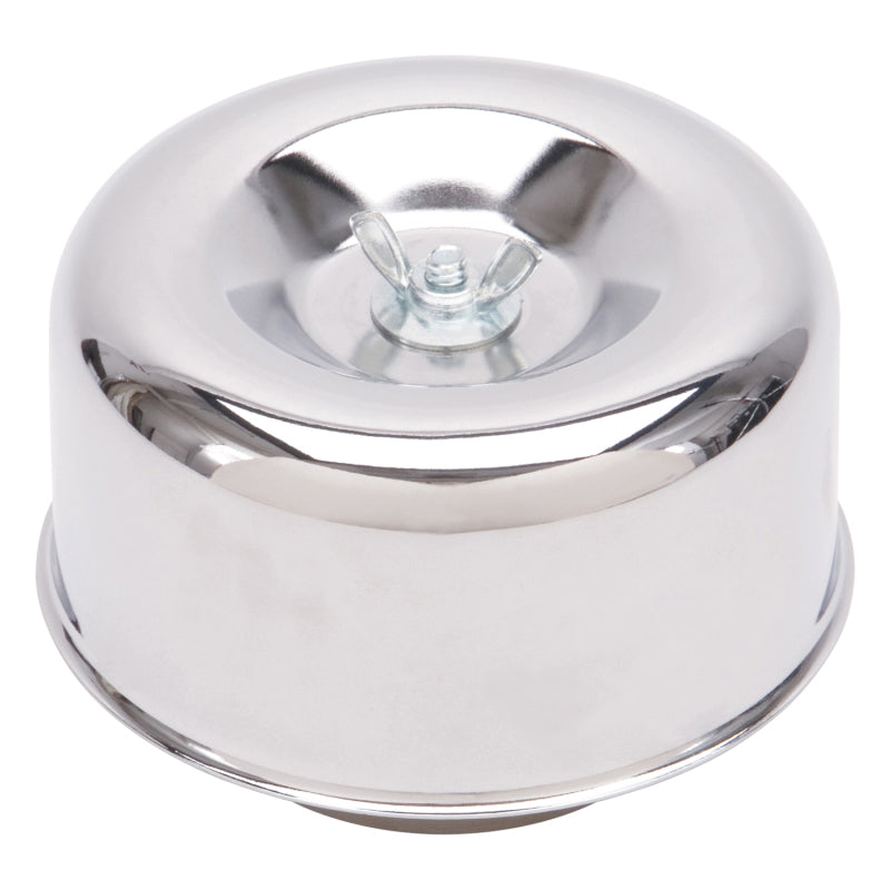 Edelbrock Air Cleaner 94 Series Round Steel Top 4 65In Dia X 3 125In 2 63In ID Raised Base Chrome - Burkken Auto Parts