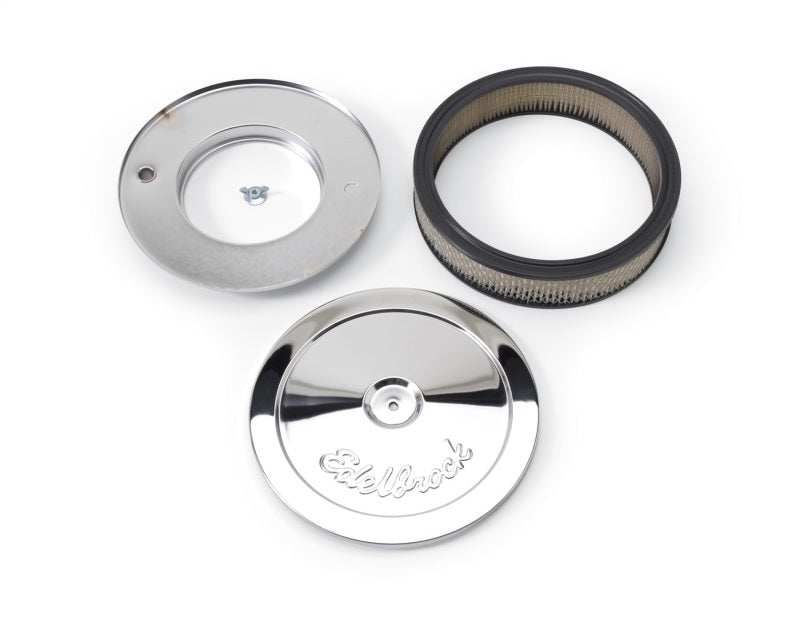 Edelbrock Air Cleaner Pro-Flo Series Round Steel Top Paper Element 10In Dia X 3 5In Chrome - Burkken Auto Parts