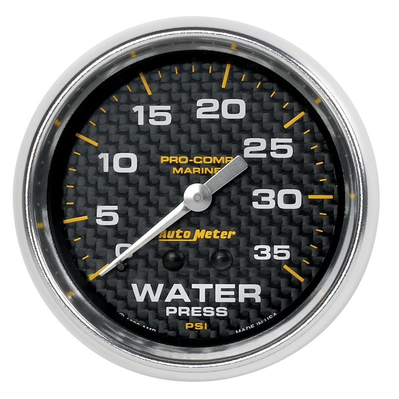 Autometer Marine Carbon Fiber Mechanical 2-5/8in 0-35PSI Water Pressure Gage - Burkken Auto Parts
