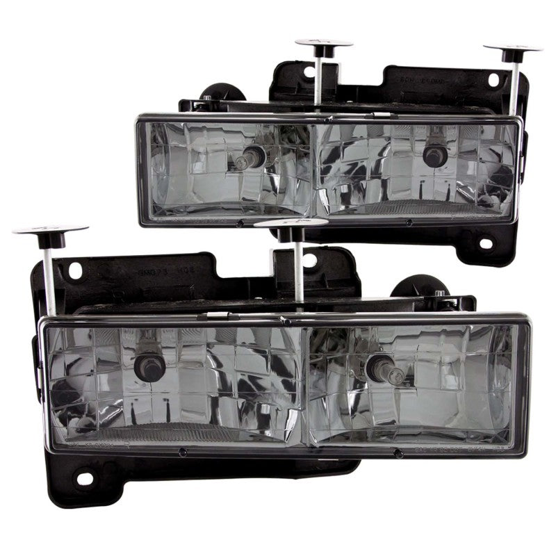 ANZO 1988-1998 Chevrolet C1500 Crystal Headlights w/ Smoke Lens - Burkken Auto Parts