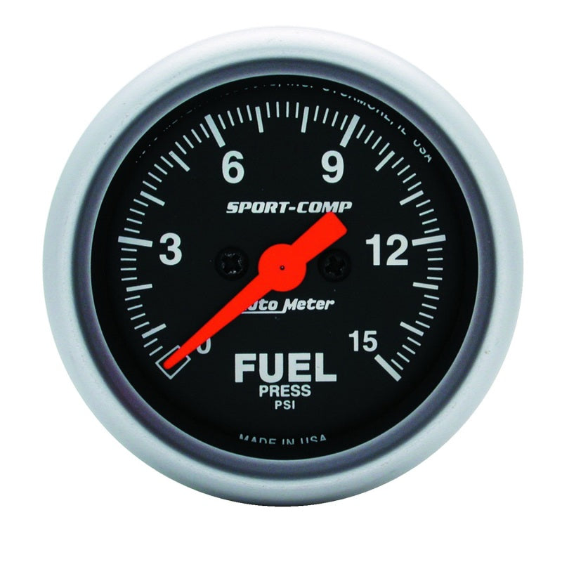 Autometer Sport-Comp 52mm 15PSI Electronic Fuel Pressure Gauge - Burkken Auto Parts