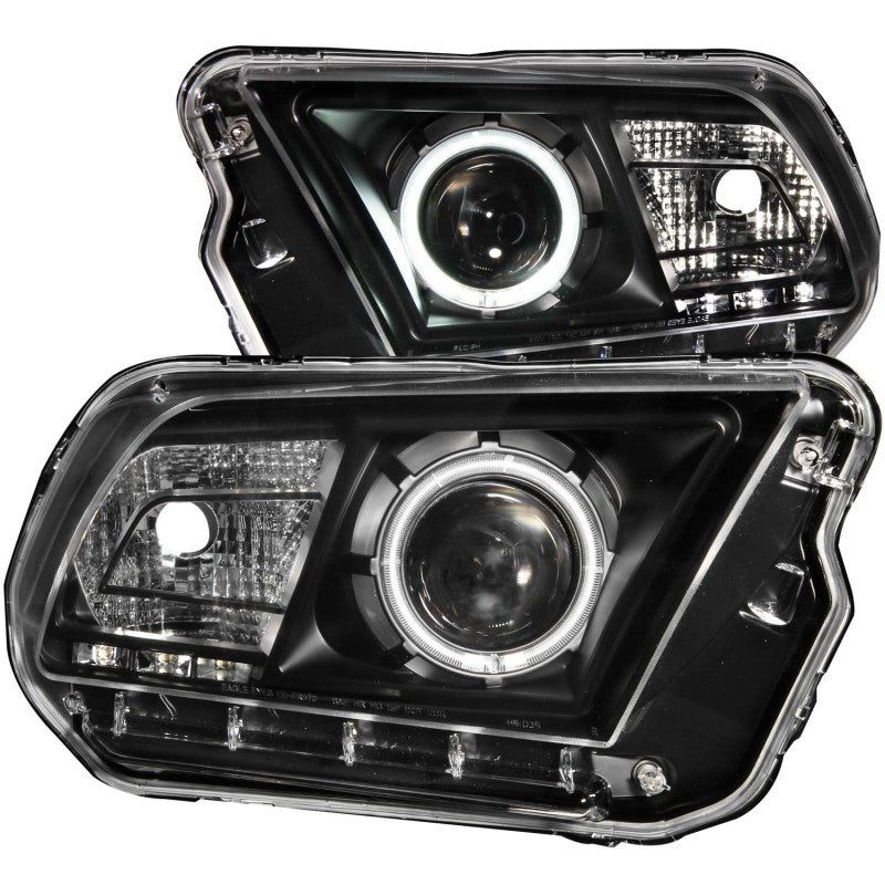 ANZO 2010-2014 Ford Mustang Projector Headlights w/ Halo Black (CCFL) - Burkken Auto Parts