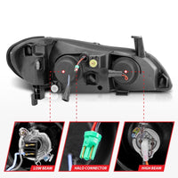 ANZO 2000-2004 Infiniti I30 Projector Headlights w/ Halo Black - Burkken Auto Parts