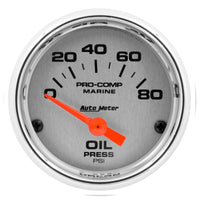Autometer Marine Chrome Ultra-Lite 2-1/16in 80PSI Electric Oil Pressure Gauge - Burkken Auto Parts