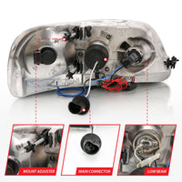 ANZO 1997.5-2003 Ford F-150 Projector Headlights w/ Halo and LED Black 1pc - Burkken Auto Parts
