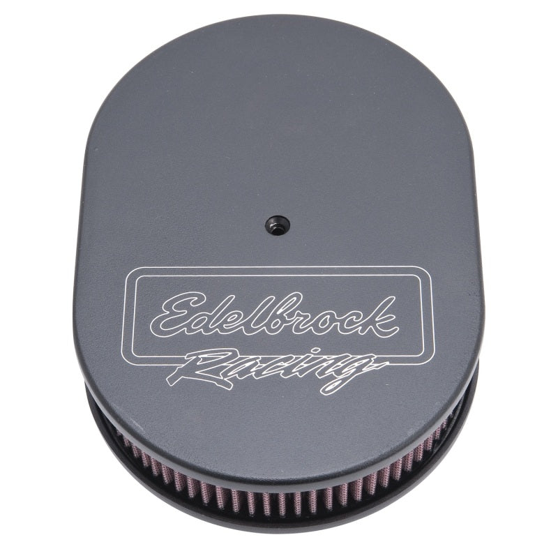 Edelbrock Air Cleaner Victor Series Oval Aluminum Top Cloth Element 11 875In X 8 25In X 3 75In Black - Burkken Auto Parts