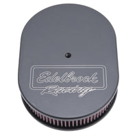 Edelbrock Air Cleaner Victor Series Oval Aluminum Top Cloth Element 11 875In X 8 25In X 3 75In Black - Burkken Auto Parts