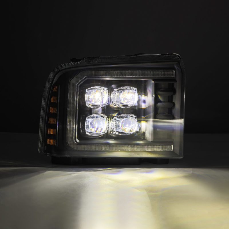 AlphaRex 05-07 Ford F250/350/450/550 Super Duty NOVA LED Proj HL Blk w/Actv Light & Seq Sig + SB DRL - Burkken Auto Parts