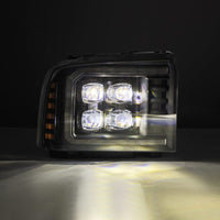 AlphaRex 05-07 Ford F250/350/450/550 Super Duty NOVA LED Proj HL Blk w/Actv Light & Seq Sig + SB DRL - Burkken Auto Parts