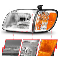 ANZO 00-04 Toyota Tundra (Reg/Acc Cab Only) Crystal Headlights w/Lgt Bar Chrome w/Corner Lights 2pc - Burkken Auto Parts