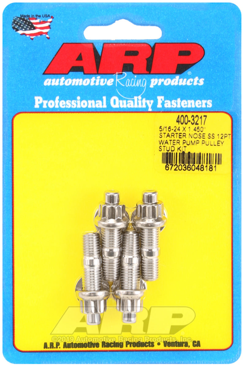 ARP 5/16-24 x 1.450 Starter Nose SS 12Pt Water Pump Pulley Stud Kit - Burkken Auto Parts