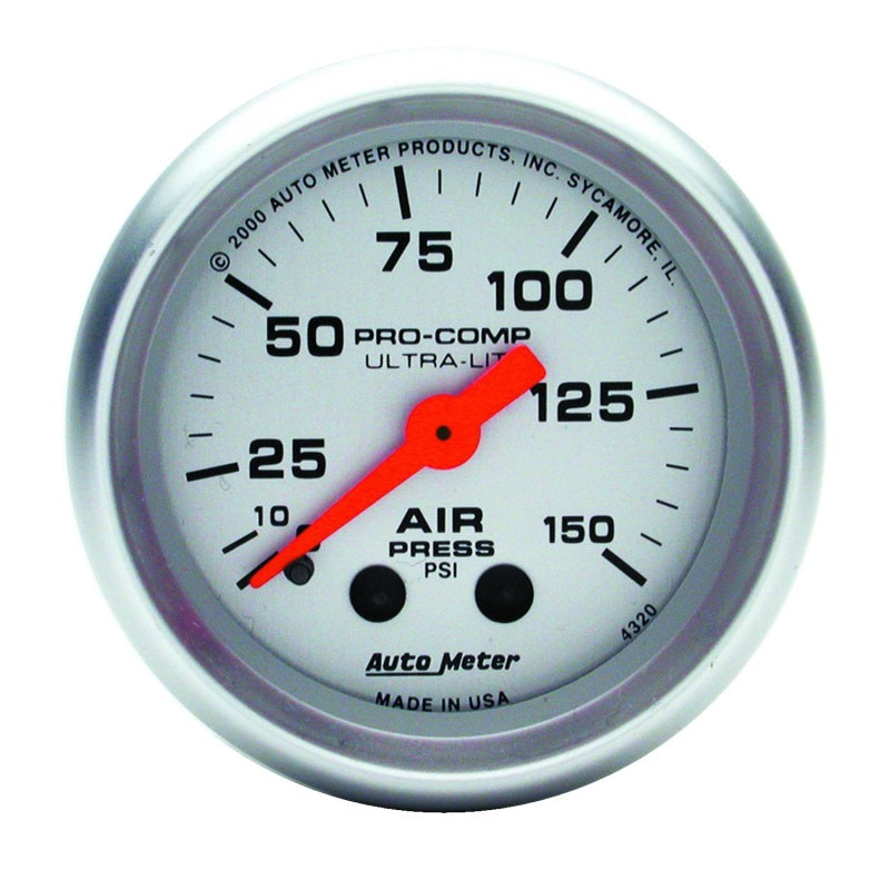 Autometer Ultra-Lite 2-1/16in 0-150 PSI Mechanical Air Pressure Gauge - Burkken Auto Parts
