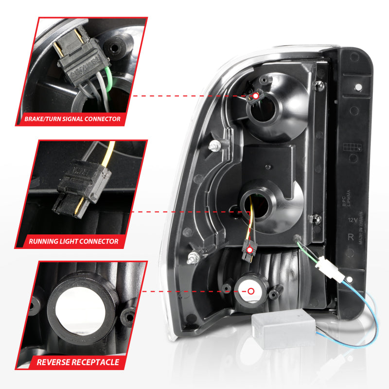 ANZO 2002-2009 Chevrolet Trailblazer LED Tail Lights w/ Light Bar Black Housing Smoke Lens - Burkken Auto Parts
