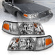 ANZO 1998-2005 Ford Crown Victoria Crystal Headlight Chrome With Bumper Light (OE) - Burkken Auto Parts