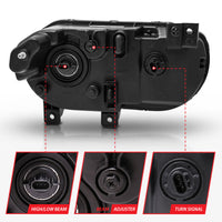 ANZO 2008-2014 Dodge Challenger Crystal Headlights Black - Burkken Auto Parts