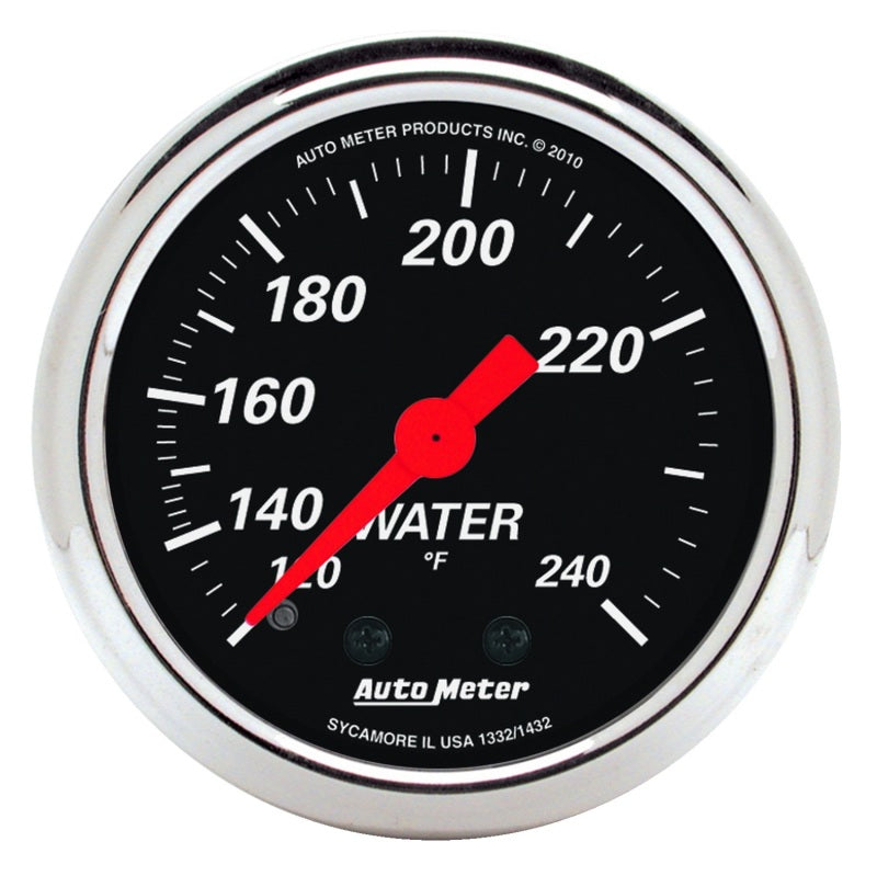 Autometer Designer Black 2 1/16in 120-240 Deg F Mechanical Water Temp Gauge - Burkken Auto Parts