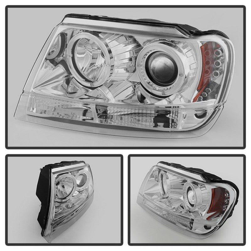 Spyder Jeep Grand Cherokee 99-04 Projector Headlights LED Halo LED Chrm - PRO-YD-JGC99-HL-C - Burkken Auto Parts