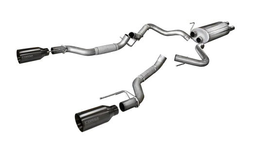 Corsa 2017-2020 Ford F-150 Raptor 3.5L Sport Cat-Back Dual Rear Exit w/ 5in Gunmetal Tip - Burkken Auto Parts
