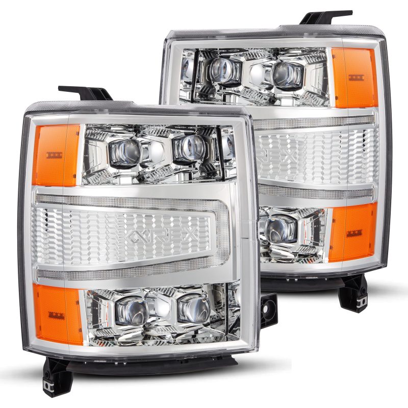 AlphaRex 04-15 Chevy 1500HD NOVA-Series LED Proj Headlights Chrome w/Activ Light/Seq Signal & SB DRL - Burkken Auto Parts