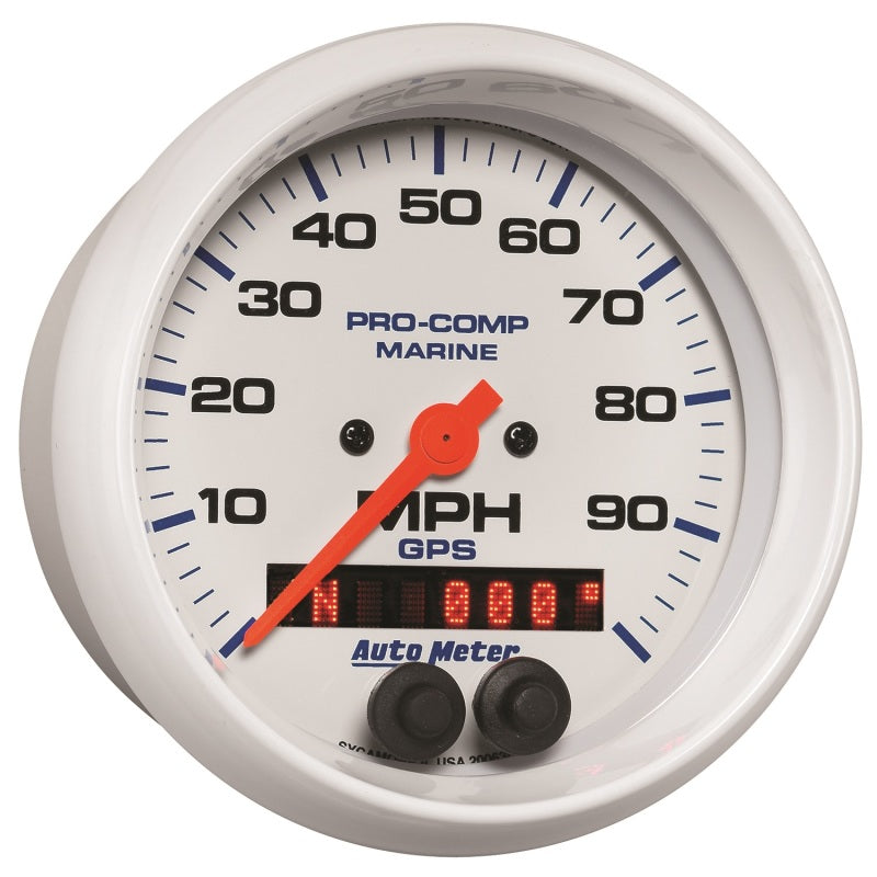 Autometer Gauge GPS Speedometer 3-3/8in 100 MPH Marine White Gauge - Burkken Auto Parts
