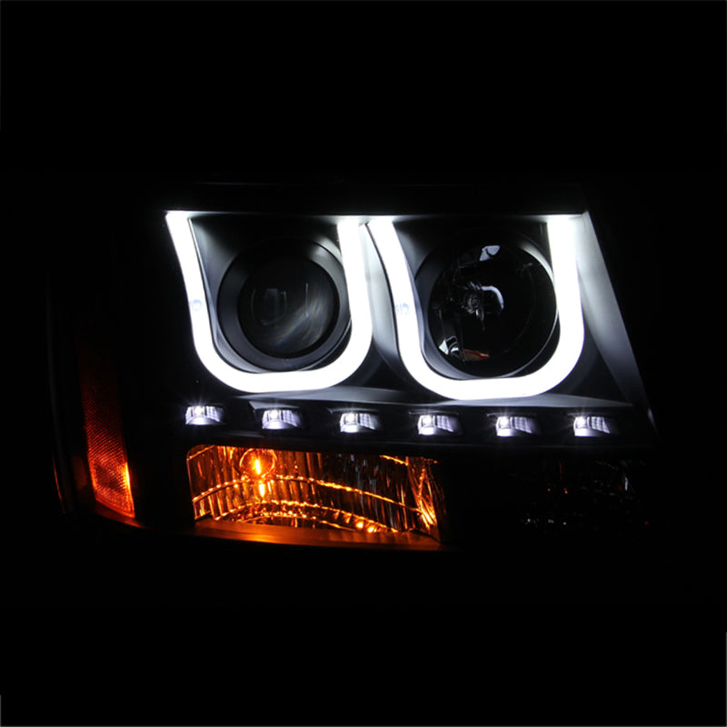 ANZO 2007-2013 Chevrolet Avalanche Projector Headlights w/ U-Bar Black - Burkken Auto Parts