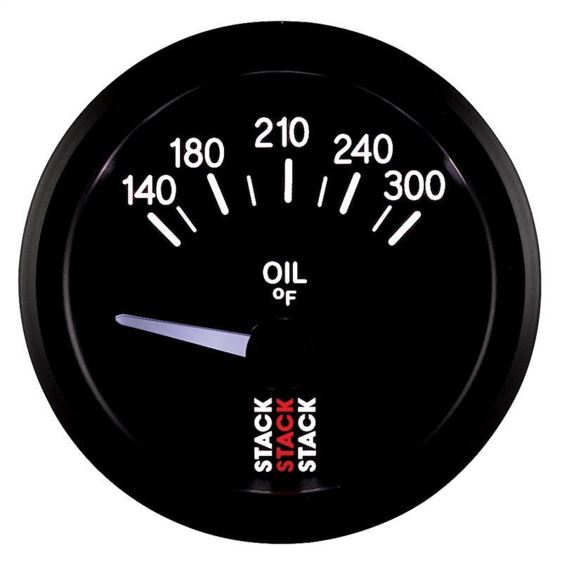 Autometer Stack 52mm 140-300 Deg F 1/8in NPTF Electric Oil Temp Gauge - Black - Burkken Auto Parts