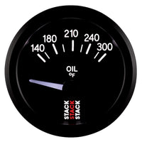 Autometer Stack 52mm 140-300 Deg F 1/8in NPTF Electric Oil Temp Gauge - Black - Burkken Auto Parts