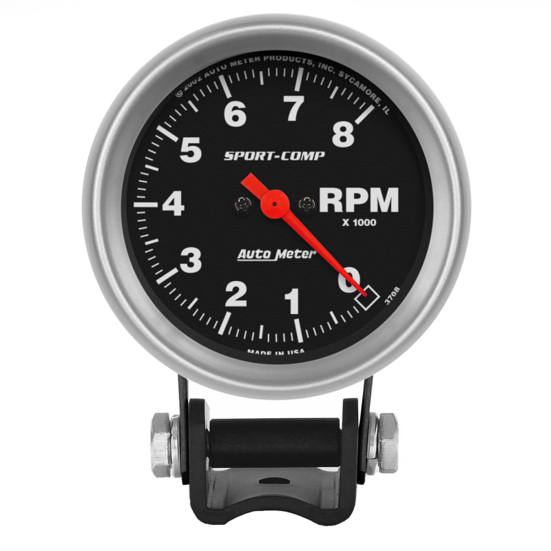 Autometer Standard 2-5/8in 8,000 RPM Pedestal Mount Tachometer Sport Comp - Burkken Auto Parts