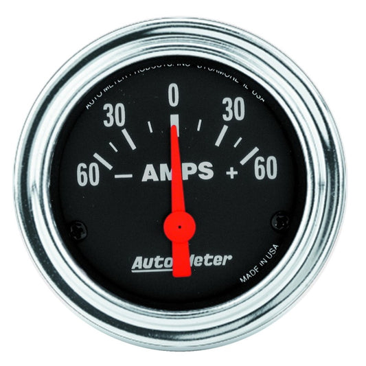 Autometer Traditional Chrome Electrical Ammeter 2 1/6in 60A Gauge - Burkken Auto Parts