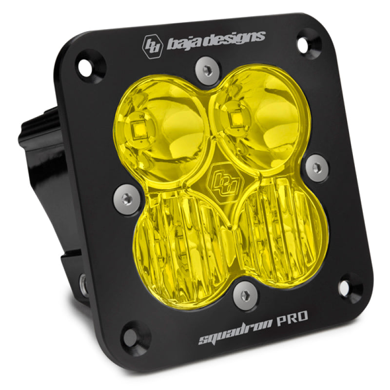 Baja Designs Squadron Pro Flush Mount Black Driving/Combo Pattern LED Light Pod - Amber - Burkken Auto Parts