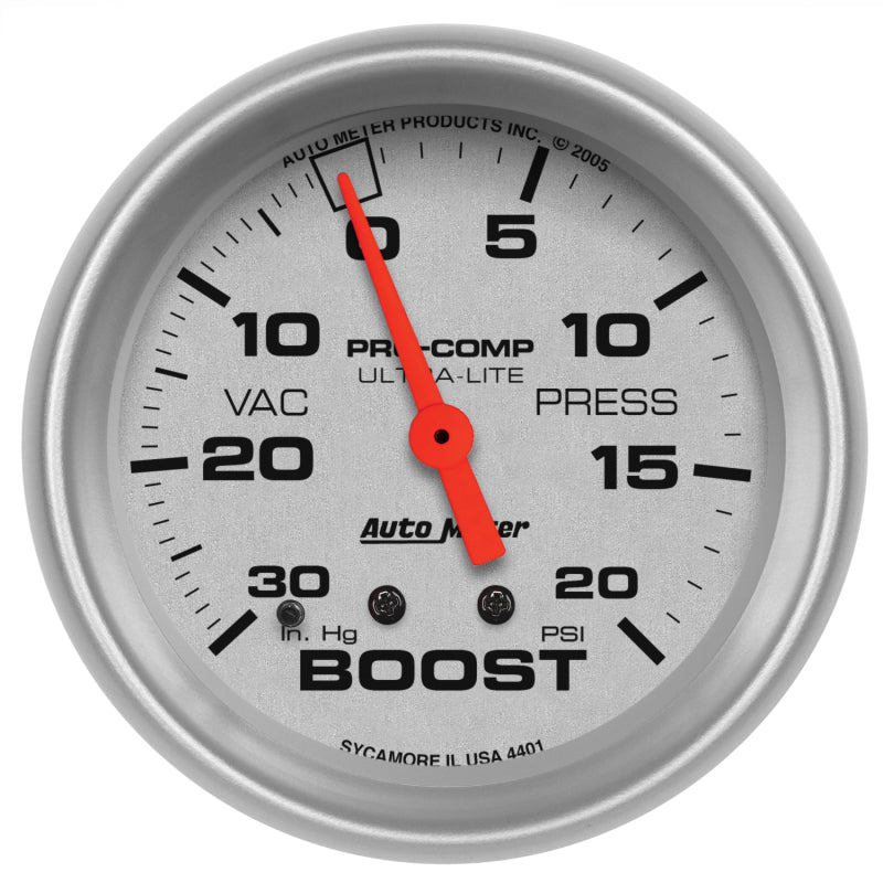 Autometer Ultra-Lite 66.7mm Full Sweep Electronic 30 IN Hg / 20 PSI Vacuum/Boost Gauge - Burkken Auto Parts