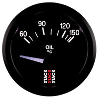 Autometer Stack 52mm 60-150 Deg C M10 Male Electric Oil Temp Gauge - Black - Burkken Auto Parts