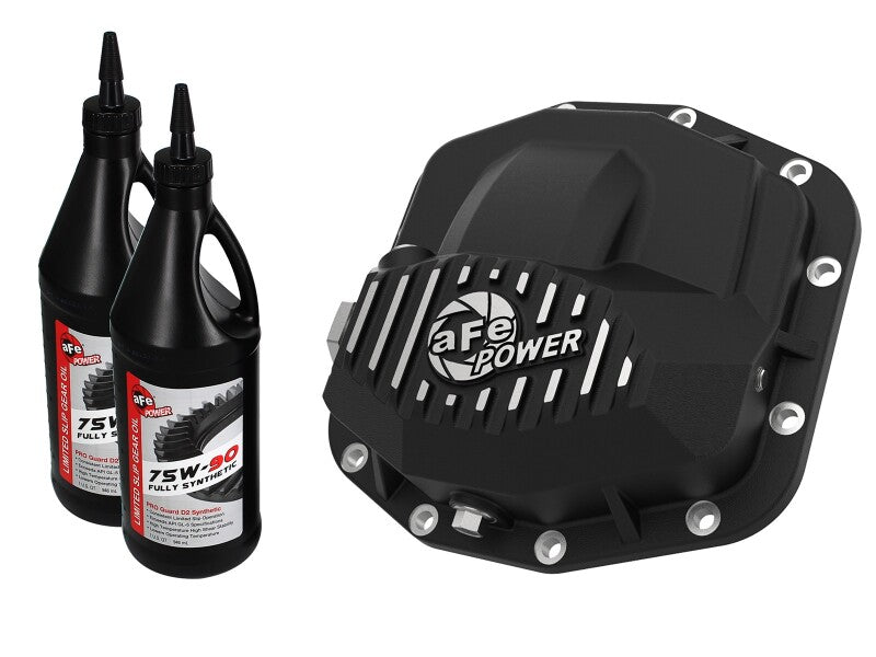aFe 18-21 Jeep Wrangler JL Dana M210 Pro Series Front Diff Cover w/ Oil - Black - Burkken Auto Parts