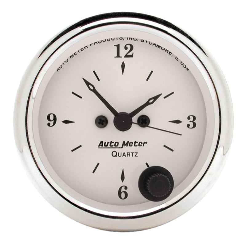AutoMeter Gauge Clock 2-1/16in. 12HR Analog Old Tyme White - Burkken Auto Parts