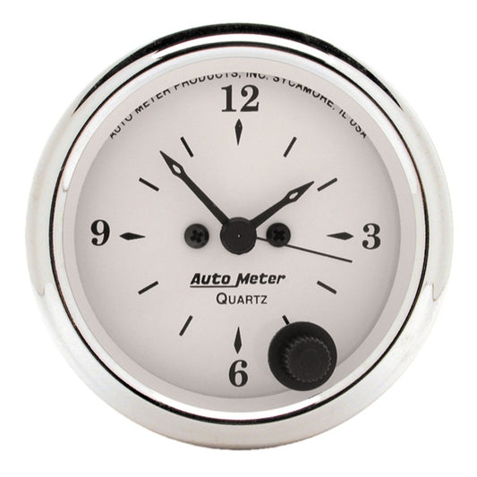 AutoMeter Gauge Clock 2-1/16in. 12HR Analog Old Tyme White - Burkken Auto Parts