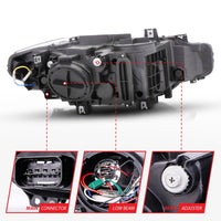 ANZO 2012-2015 BMW 3 Series Projector Headlights w/ U-Bar Black - Burkken Auto Parts