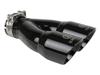 aFe Takeda 2.5in 304 Stainless Steel Clamp-on Exhaust Tip 2.5in Inlet 3in Dual Outlet - Black - Burkken Auto Parts