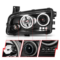 ANZO 2006-2010 Dodge Charger Projector Headlights w/ Halo Chrome (CCFL) - Burkken Auto Parts