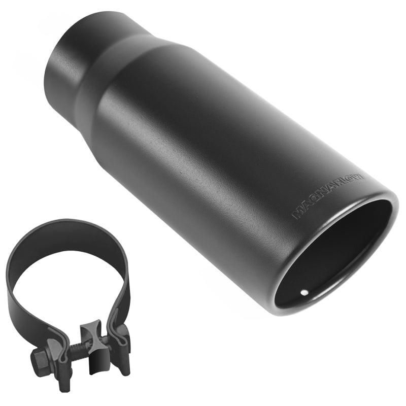 MagnaFlow Tip Stainless Black Coated Single Wall Round Single Outlet 5in Dia 3.5in Inlet 14.5in L - Burkken Auto Parts