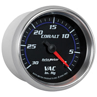 Autometer Cobalt 2-5/8in. / 0-30 IN HG / Mechanical Vacuum Gauge - Burkken Auto Parts